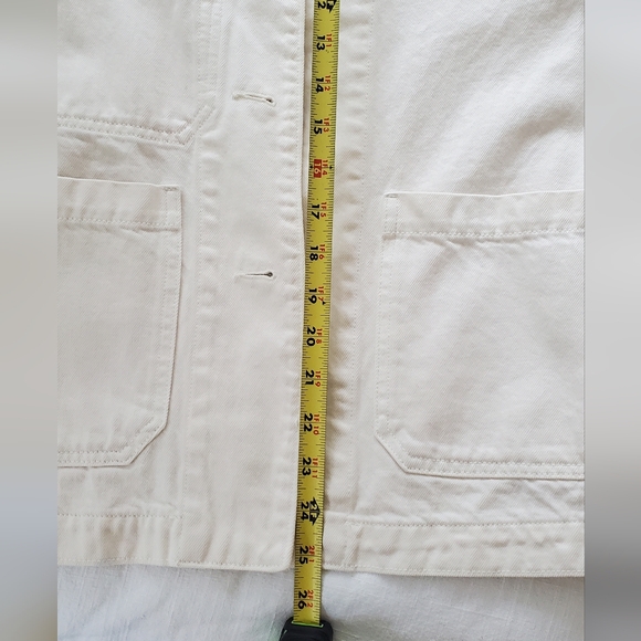 Arket Cotton Denim Chore Coat Jacket, White/Cream, M - Picture 9 of 13